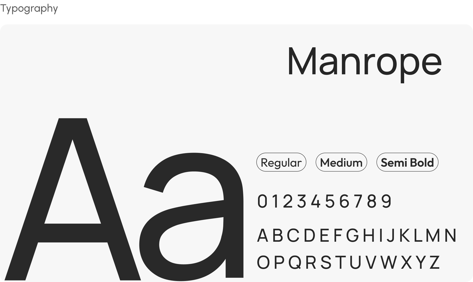 Hustle style guide — Manrope typeface in Regular, Medium and Semi Bold weights